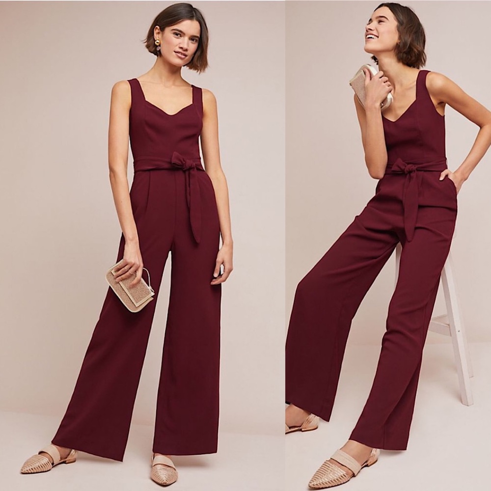 Anthropologie The Essential Jumpsuit Maroon 16 - Picture 7 of 7